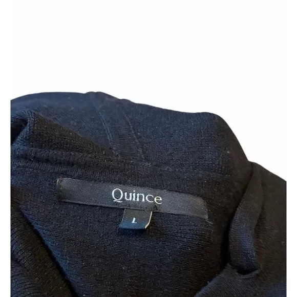 Quince Hoodie Organic French Terry Hooded Pullover Sweater Black size Large - Picture 6 of 10